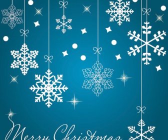 Kostenlose Vektor Schneeflocke Hängen Weihnachtsgrußkarte