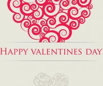 Vektor Gratis Swirls Jantung Valentine8217s Bahagia Hari Kartu Ucapan