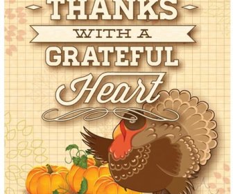 Terima-kasih Vektor Gratis Dengan Crateful Jantung Thanksgiving Poster Template