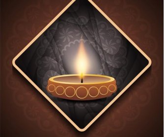 Vektor Gratis Tradisional Hindu Pola Happy Diwali Kartu Ucapan Template