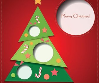 Free Vector Triangle Card Tree Christmas Greeting