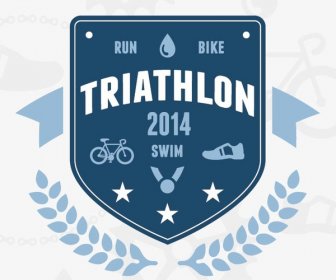 Vektor Gratis Triathlon Vintage Logo Template