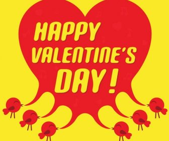 Бесплатные Векторные чириканье птиц с Днем Святого Валентина сердце