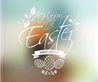 Free Vector Typography Label Blur Background Easter Logo