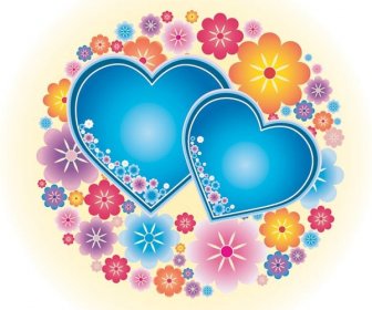 Kostenlose Vektor Valentine Blaue Liebe Herzkarte