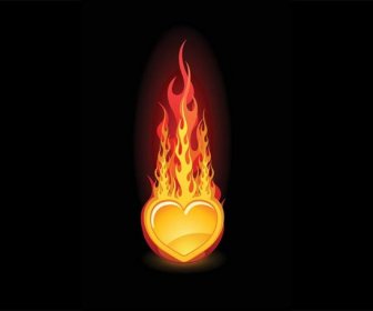 Vektor Gratis Valentine8217s Hari Cinta Api Jantung