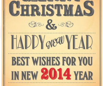 Vektor Gratis Vintage Christmas8 Tahun Baru Tipografi Poster