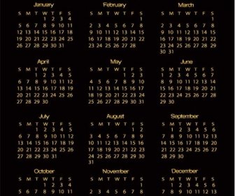 Free Vector Vintage Gold14 Calendar