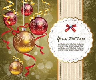 Free Vector Vintage Label Christmas Greeting Card Template