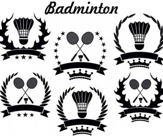 Kostenlose Vektor Vintage-Stil Badminton Logo Vorlage