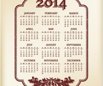 Calendario Di Vettore Libero Stile Vintage Frame14