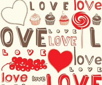 Free Vector Vintage Style Valentine Day Doodles