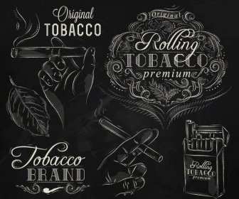 Kostenlose Vektor Vintage Tabak Rauchen Zigarette Typografie Design-Elemente