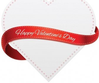 Free Vector White Heart Shape With Valentine8217s Ribbon Around