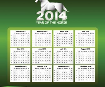 無料ベクトル年 Horse14 カレンダー