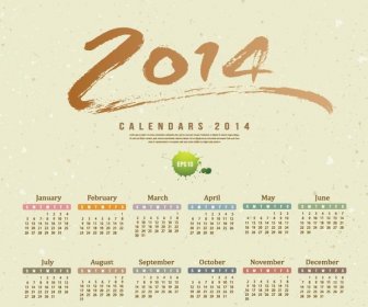 Plantilla De Calendario De Estilo De Pincel Libre Vector14