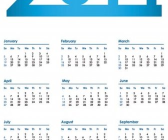 Kostenlose Vector14 Kalendervorlage Blau
