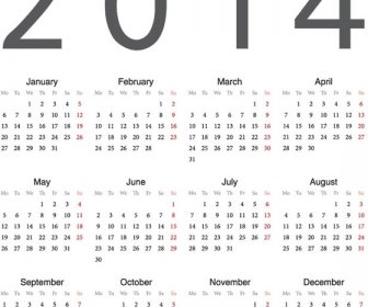 Free Vector14 Calendar Template