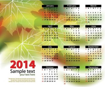 Kostenlose Vector14 Kalender Vorlage Herbst Hintergrund