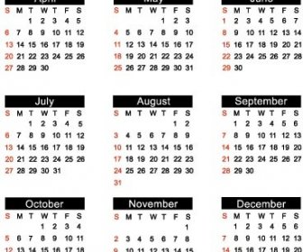 Vector14 Gratis Kalender Template Dengan Label Hitam