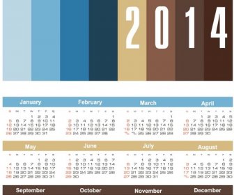 Vector14 Gratis Kalender Dengan Strip Berwarna-warni Di Header