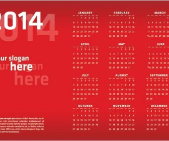 Gratis Vector14 Merah Kalender Template