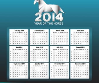 馬カレンダーの無料 Vector14 年