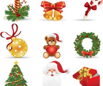 Conjunto De Icono De Navidad 3d Vector Gratis