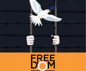 freedom banner template flying dove barbed wire prisoner sketch