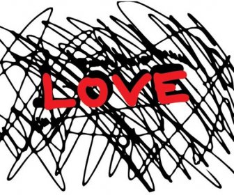 Freehand Lines Background Love Text Vector