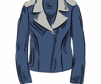 フランスのファッションスタイルのレザージャケットテンプレート古典的な手描きのアウトライン