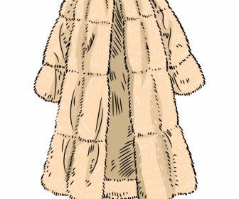 French Fur Coat Template Eleagant Classical Handdrawn Outline