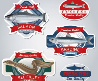 Ikan Segar Label Desain Vektor