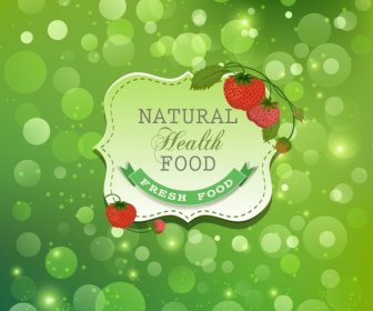 Fresh Food Advertising Banner Green Bokeh Strawberry Decor