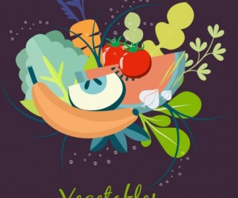 Pubblicità Banner Decorazione Di Icone Frutta Verdura Fresca Dell'alimento