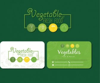 Fresh Food Card Template Green Decor Vegetable Icons