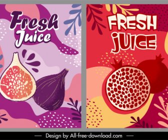 Fresh Fruit Poster Template Flat Retro Handdrawn Sketch