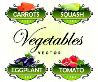 Fresh Fruits And Vegetables Labels Vector