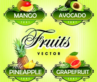 Frisches Obst Und Gemüse-Etiketten-Vektor