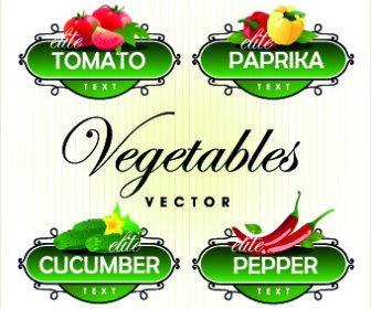 Frisches Obst Und Gemüse-Etiketten-Vektor
