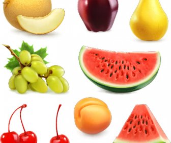 Frische Früchte Glänzend Vektoren
