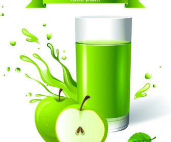 Fresh Juice With Ribbon Design Graphic Vector