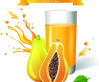 Fresh Juice With Ribbon Design Graphic Vector