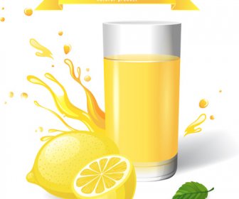 Fresh Lemon Juice Creative Design Vector
