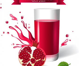fresh pomegranate juice creative design vector