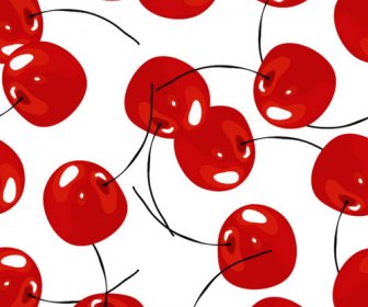 Fresh Red Cherries Vector Seamless Pattern
