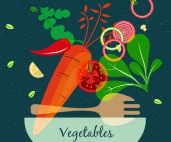 Fresh Vegetables Background Colorful Flat Transparent Design