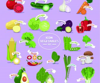 Vector De Iconos Creativos De Verduras Frescas
