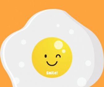 Fried Egg Background Cute Stylized Cartoon Design