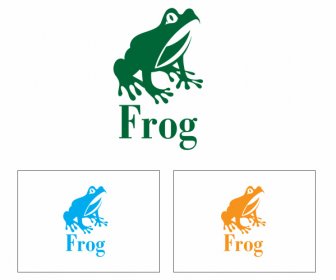 Frog Logo Template Flat Handdrawn Silhouette Sketch